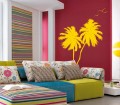 Palm Coconut Tree Wall Decal with Seagull Birds (2 trees) #1133